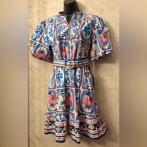 Joie Patterned Dress(Bust 44” Waist 46” Length 37”)